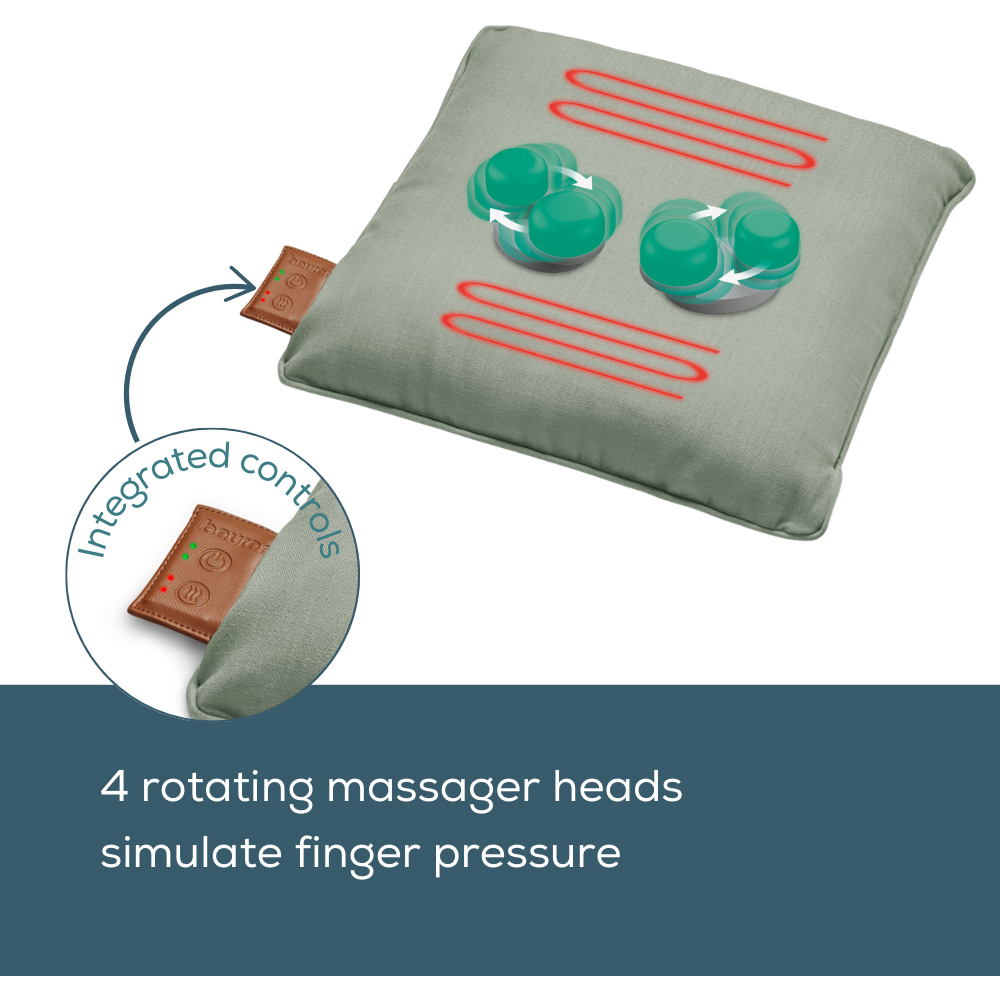 Beurer Cordless Shiatsu Mint and Grey Massage Cushion with Heat Image 5