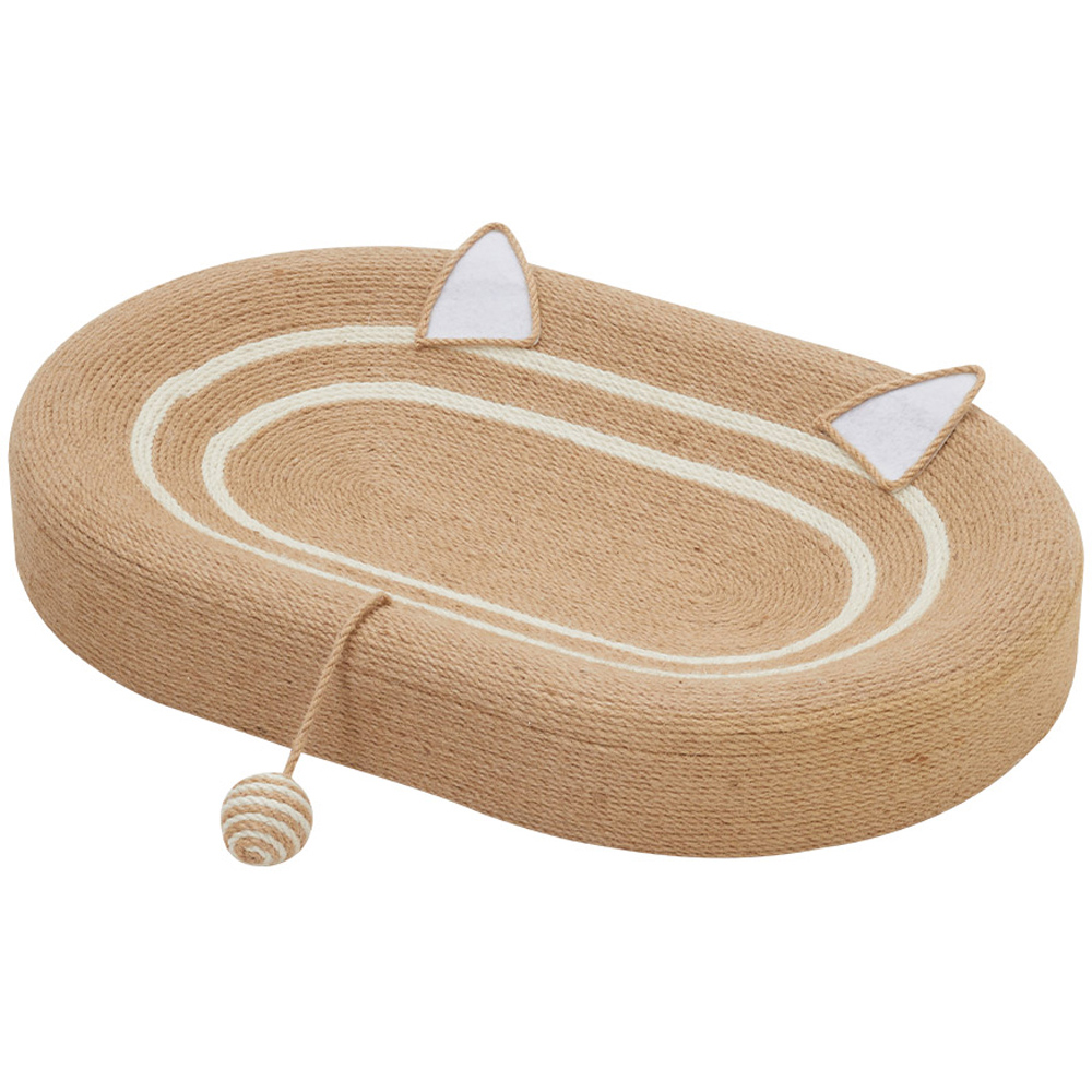 H&O Direct Oval Sisal Cat Scratching Board Bed with Ball Image 1