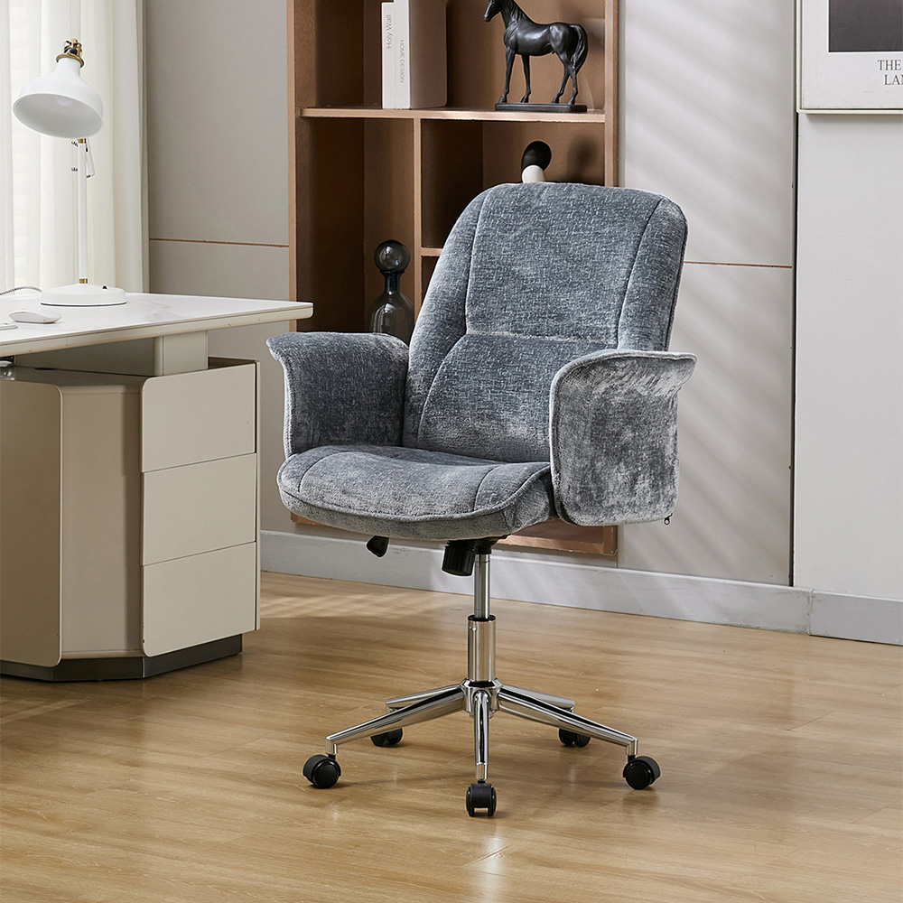 Living and Home Blue Chenille Height Adjustable Swivel Office Chair Image 7