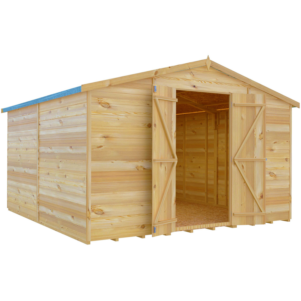 Shire 10 x 10ft Double Door Overlap Apex Wooden Shed Image 1