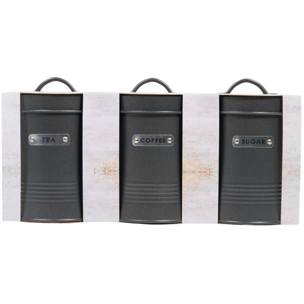 Set of 3 Urban Round Embossed Canisters Black Image 3