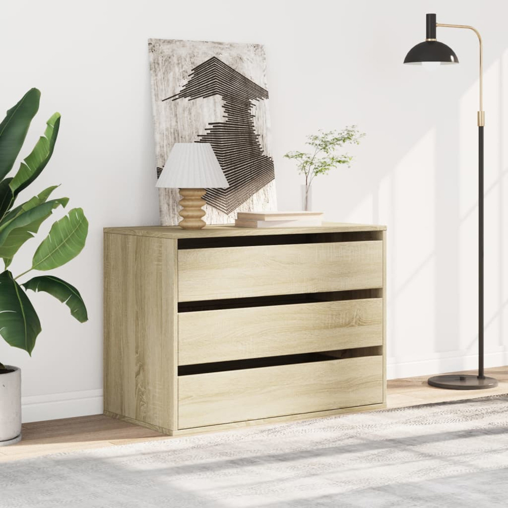 vidaXL 3 Drawer Sonoma Oak Wooden Chest of Drawers Image 8