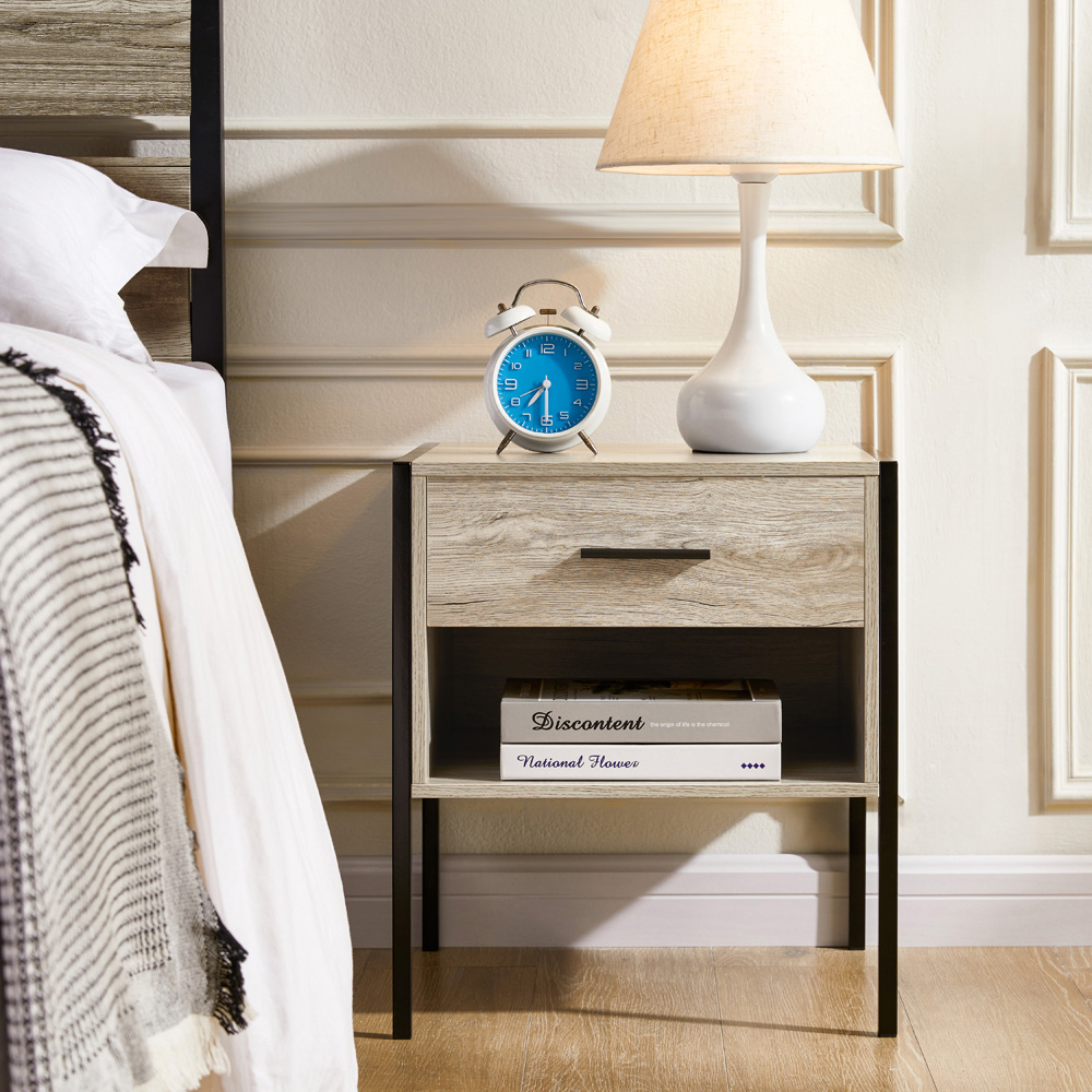 VIDA DESIGNS Brooklyn Single Drawer Grey Bedside Table Image 4