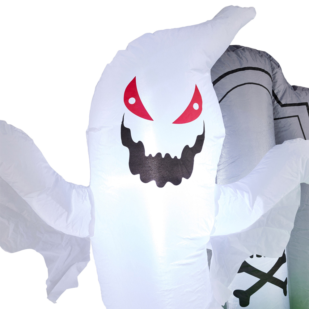SO Halloween Inflatable Grave with Ghost and Skull 4.9ft Image 7