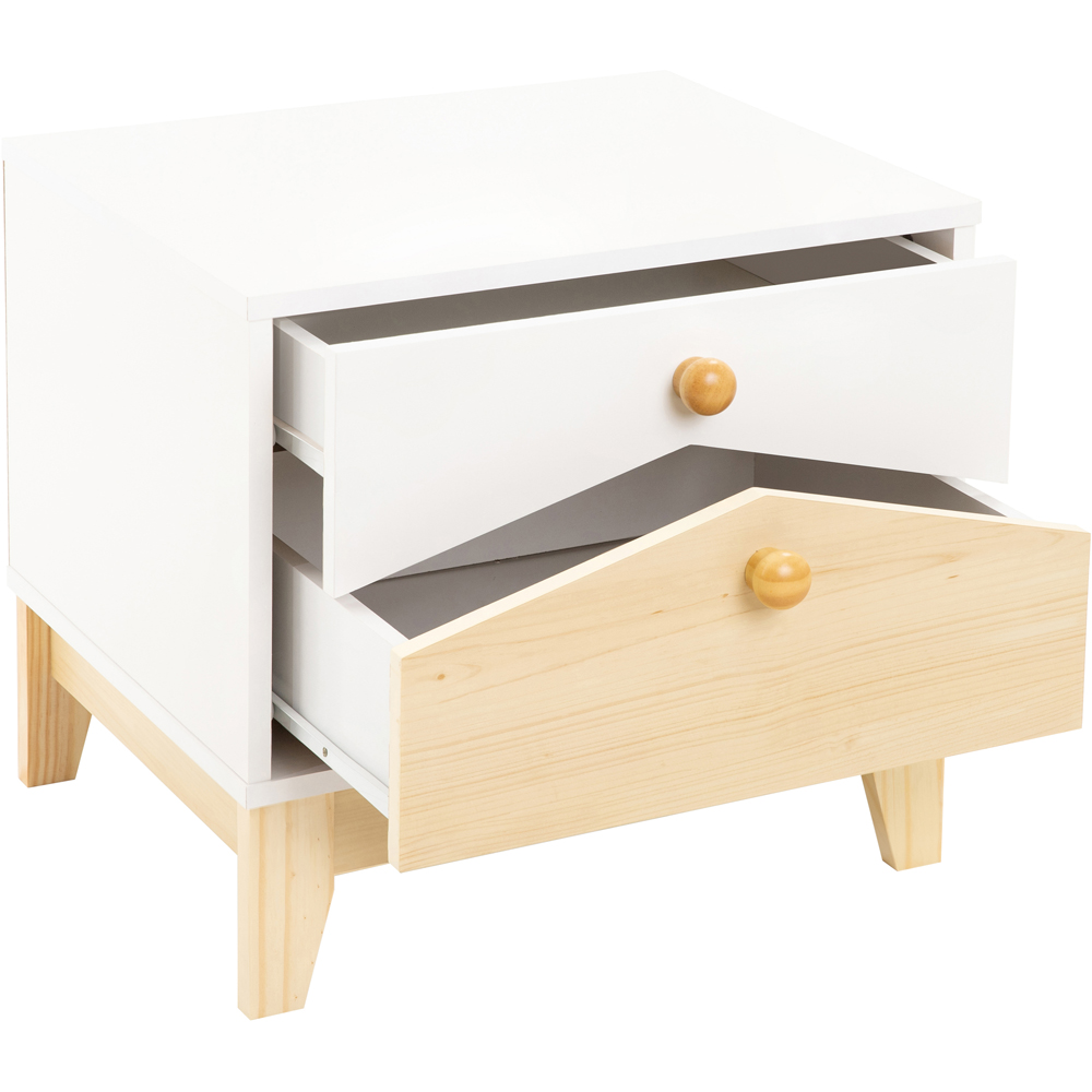 Seconique Cody 2 Drawer White and Pine Bedside Table Image 4