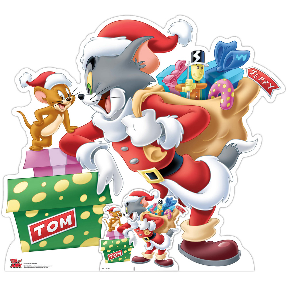Star Cutouts Tom and Jerry Merry Christmas Cardboard Cutout 2.8ft Image 1