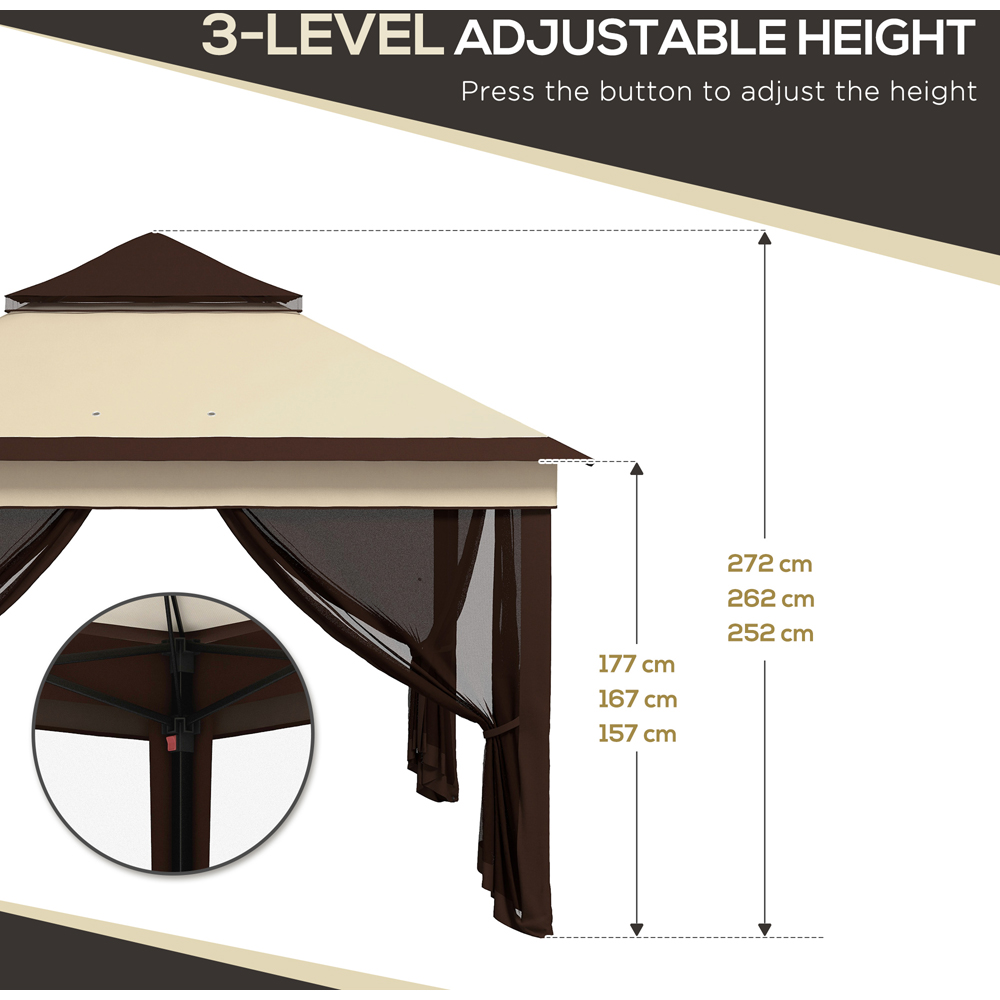 Outsunny 3 x 3m Beige Pop Up Gazebo with Net and Carry Bag Image 6