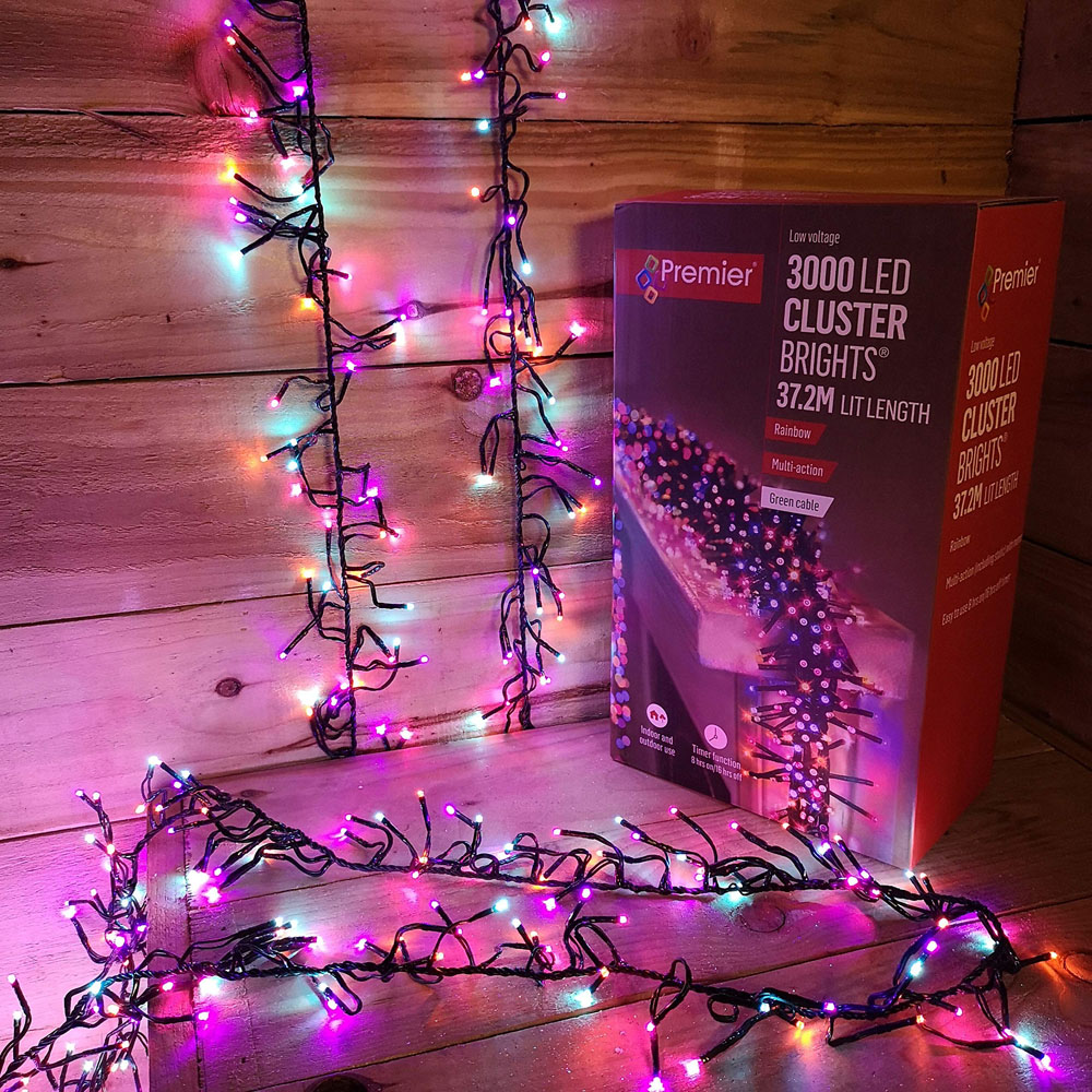 Premier ClusterBrights 3000 Rainbow LED Multi-Function Green Cluster Light 37.2m Image 6