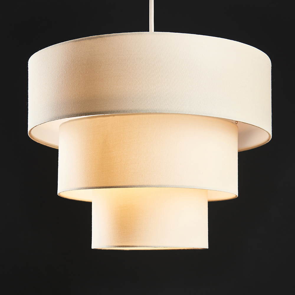 ValueLights Vermont 3 Tier Cream Pendant Lamp Shade Image 3