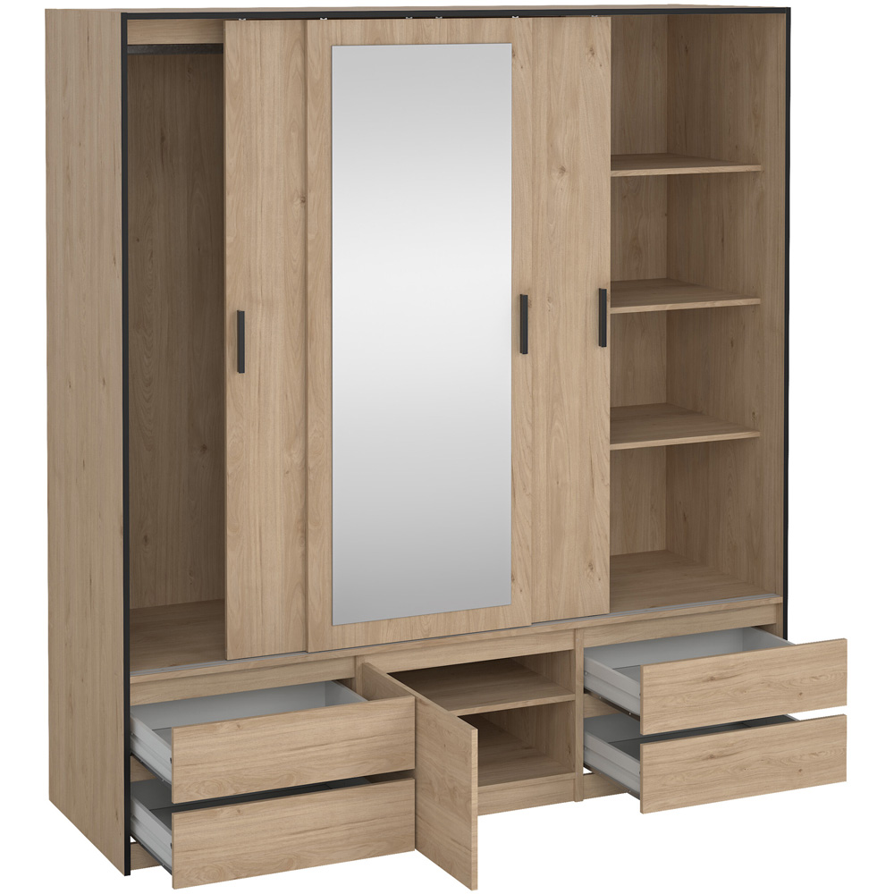 Florence 4 Door 4 Drawer Jackson Hickory Oak Sliding Wardrobe Image 3