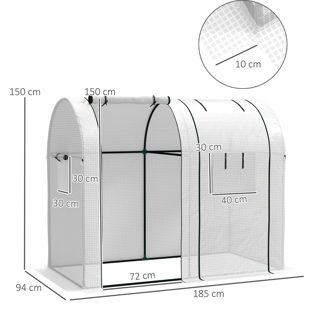 Outsunny White PE Cover 6 x 3ft Tomato Greenhouse with 2 Roll Up Doors Image 8