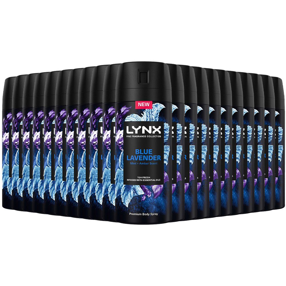 Lynx Fine Fragrance Collection Blue Lavender Deodorant Body Spray 150ml 21 Pack Image 1