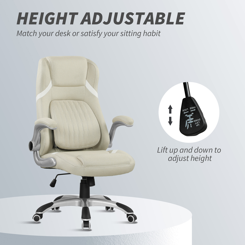 Vinsetto Beige Fabric Tiltable Office Chair Image 8