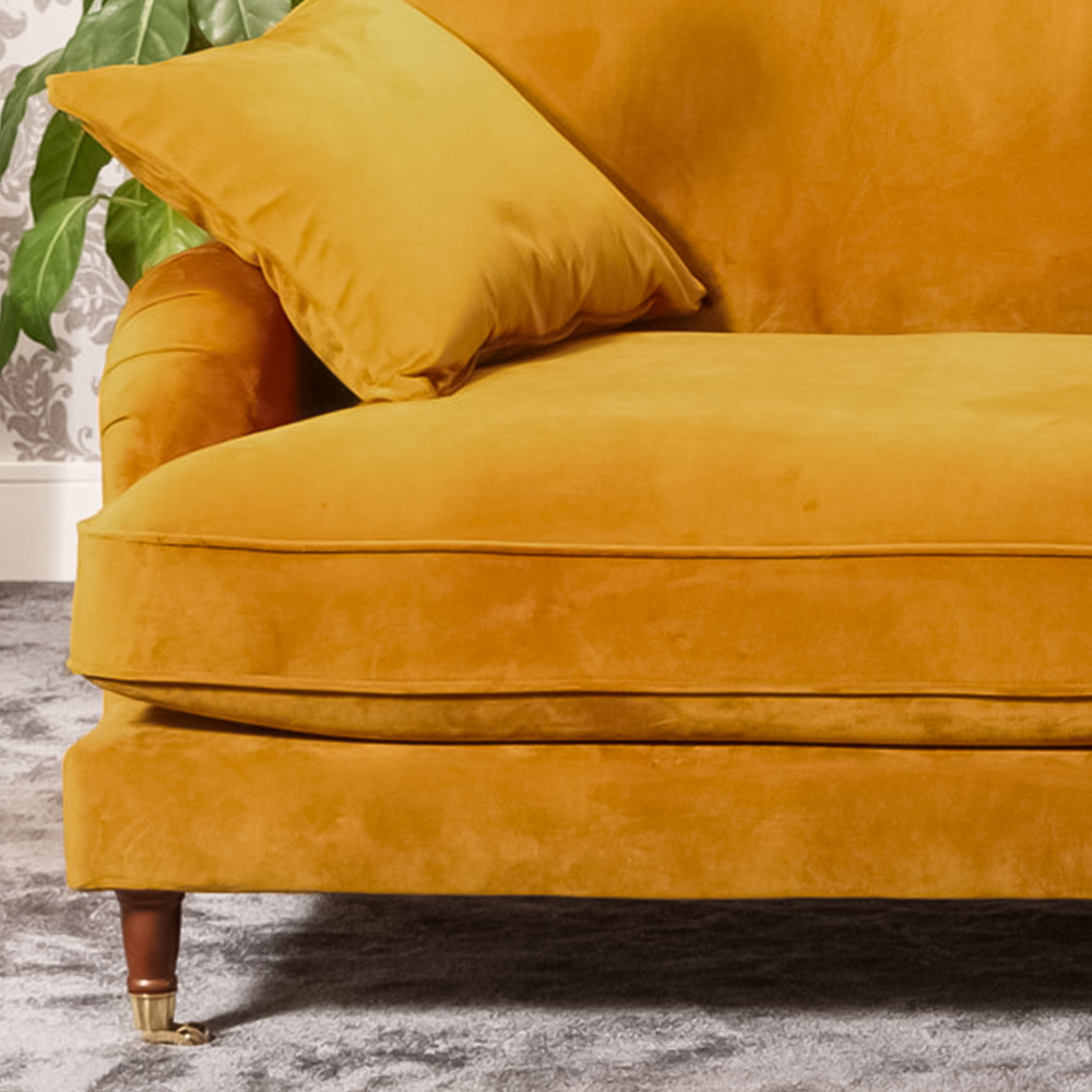 Mackenzie 4 Seater Yellow Plush Velvet Sofa Image 3