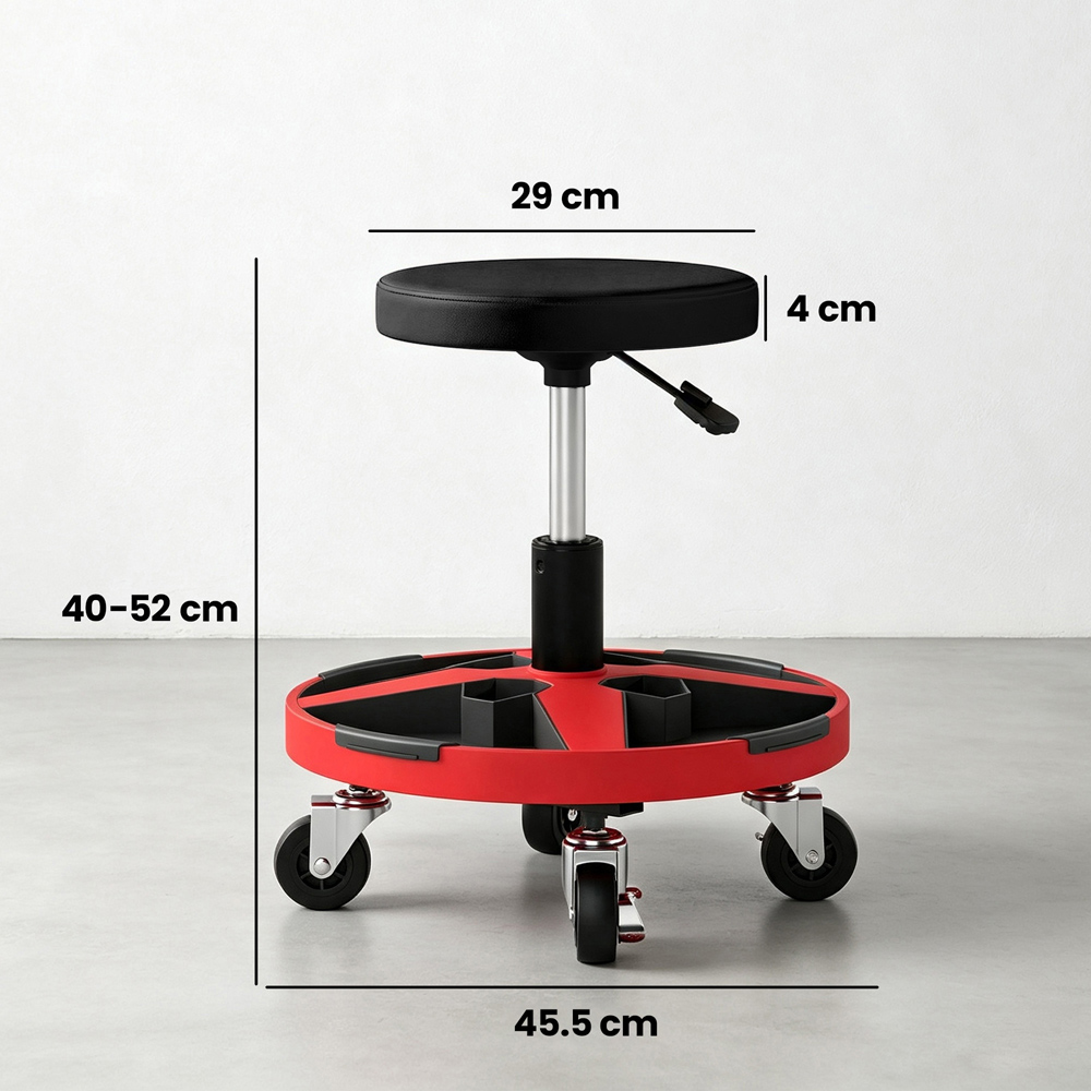 HOMCOM Black Height Adjustable Rolling Mechanic Stool 135kg Image 6