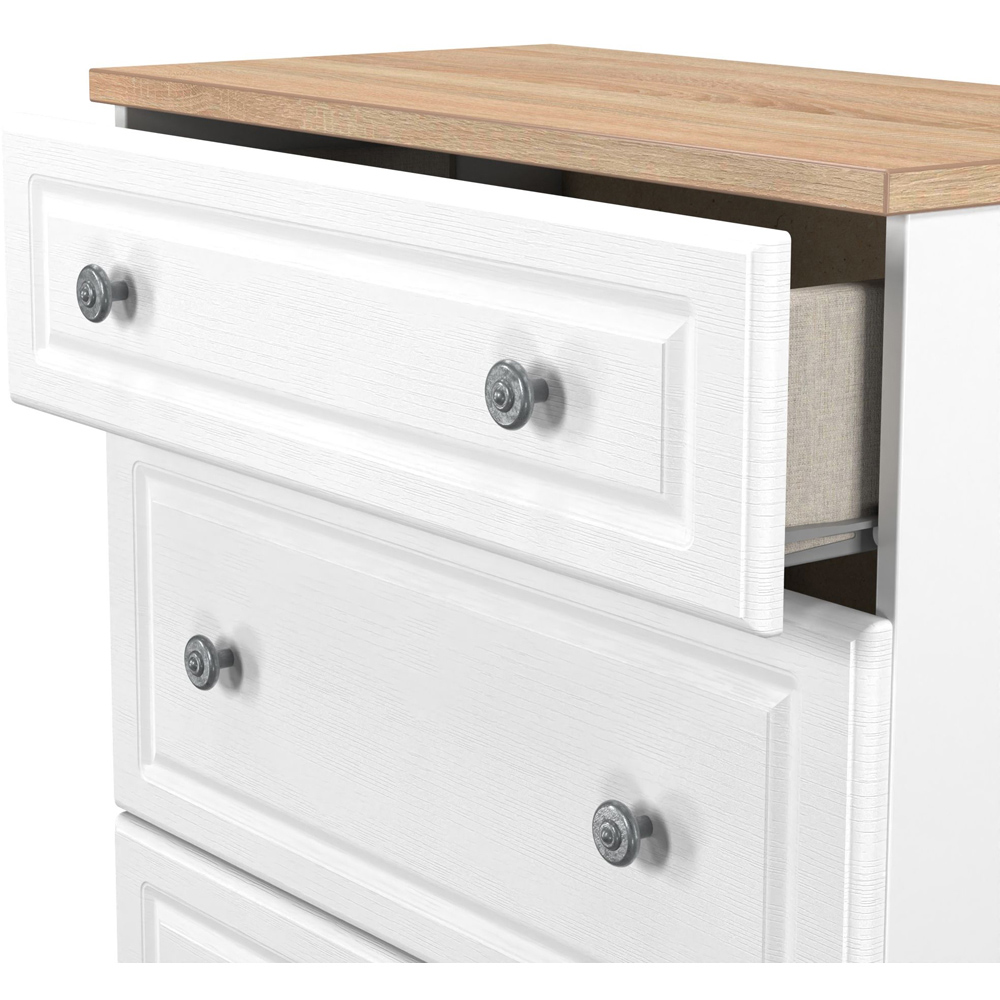 Crowndale Norfolk 3 Drawer White Ash and Bardolino Oak Deep Chest of Drawers Ready Assembled Image 5