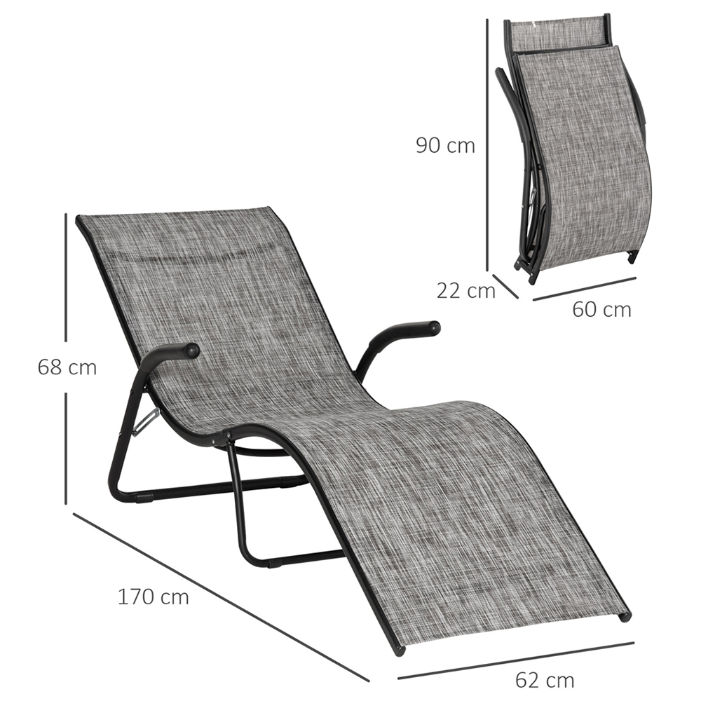 Outsunny Grey Folding Recliner Sun Lounger Image 8
