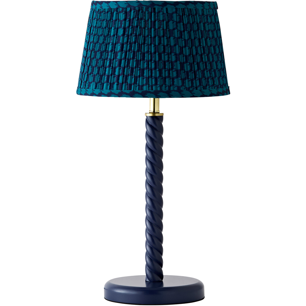 ValueLights Amara Teal Pleated Tapered Shade Navy Twist Table Lamp with Bulb Image 1