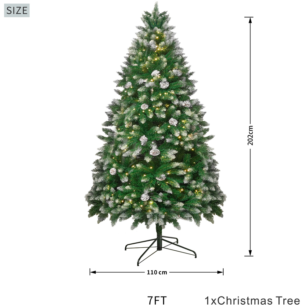 Abrihome Pre Lit Snow Flocked Artificial Christmas Tree 7ft Image 9