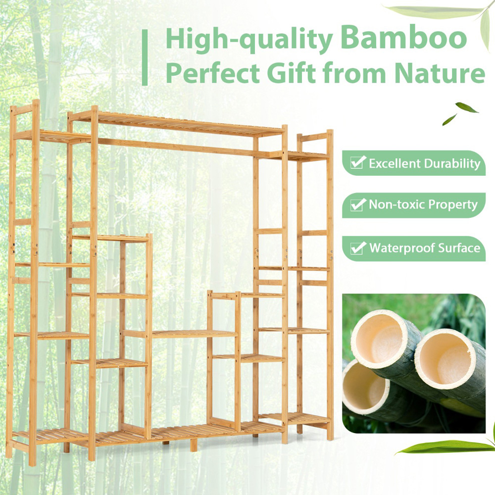 Costway 9 Tier Bamboo Crisscross Plant Stand Image 8