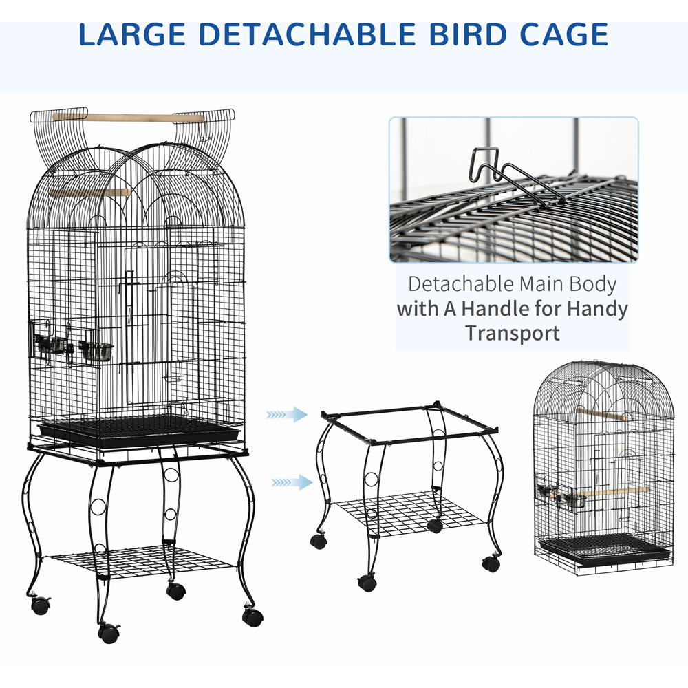 PawHut Black Bird Cage with Stand Image 4