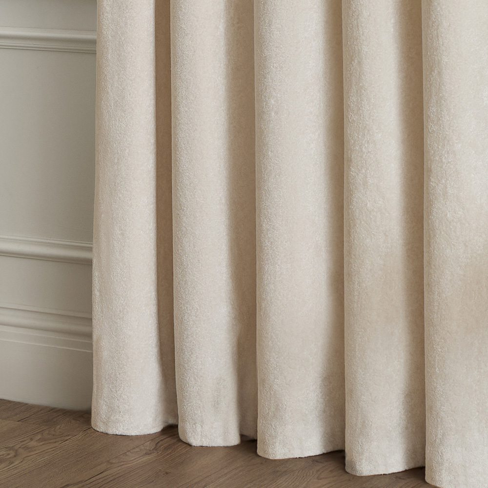 Paoletti Ivory Lustre Velvet Fully Lined Eyelet Curtains 168 x 137cm Image 5