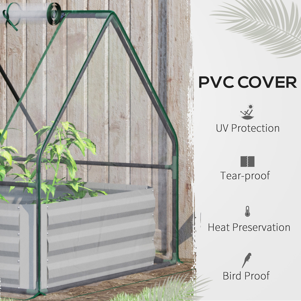 Outsunny Steel Raised Garden Bed Planter with Greenhouse Image 6