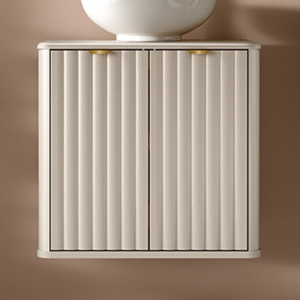 Impact Furniture Oren 2 Door Cashmere Beige Fluted Under Sink Vanity Unit with Ceramic Basin 600mm Image 7