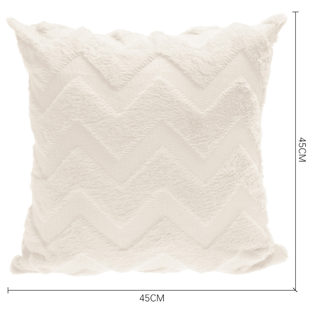 Living and Home White Faux Fur Sofa Throw Pillow Image 3