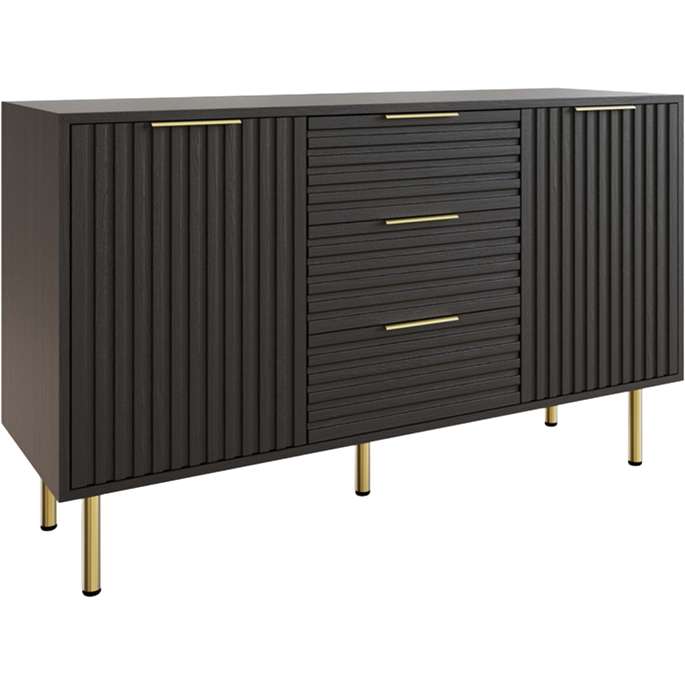 GFW Nervata 2 Door 3 Drawer Black Sideboard Image 2