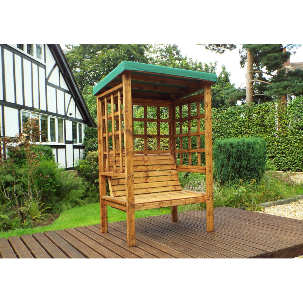 Charles Taylor Bramham 2 Seater Wooden Arbour with Green Canopy Image 3