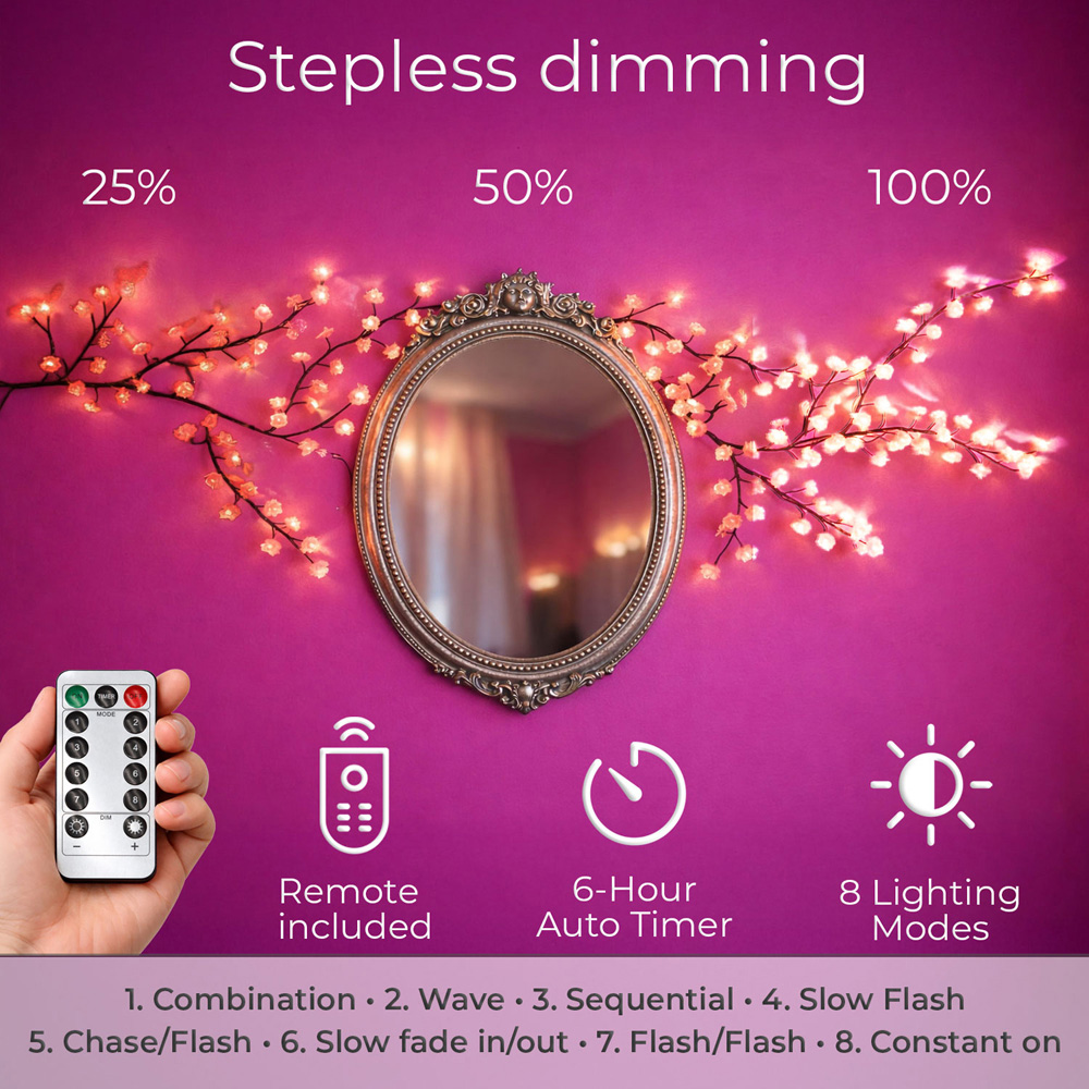 Neo 144 LED Cherry Blossom Battery Operated Fairy Light with Remote 2.3m Image 6