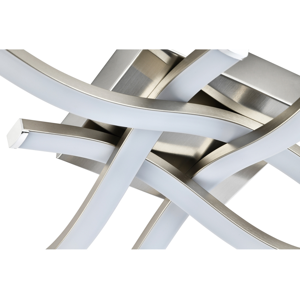 Happy Homewares Square Satin Nickel Semi Flush LED Ceiling Light Image 4