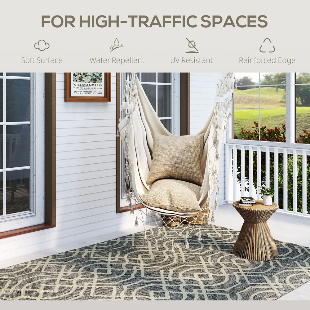 HOMCOM Grey Geometric Pattern Allergy Friendly Rug 230 x 160cm Image 5