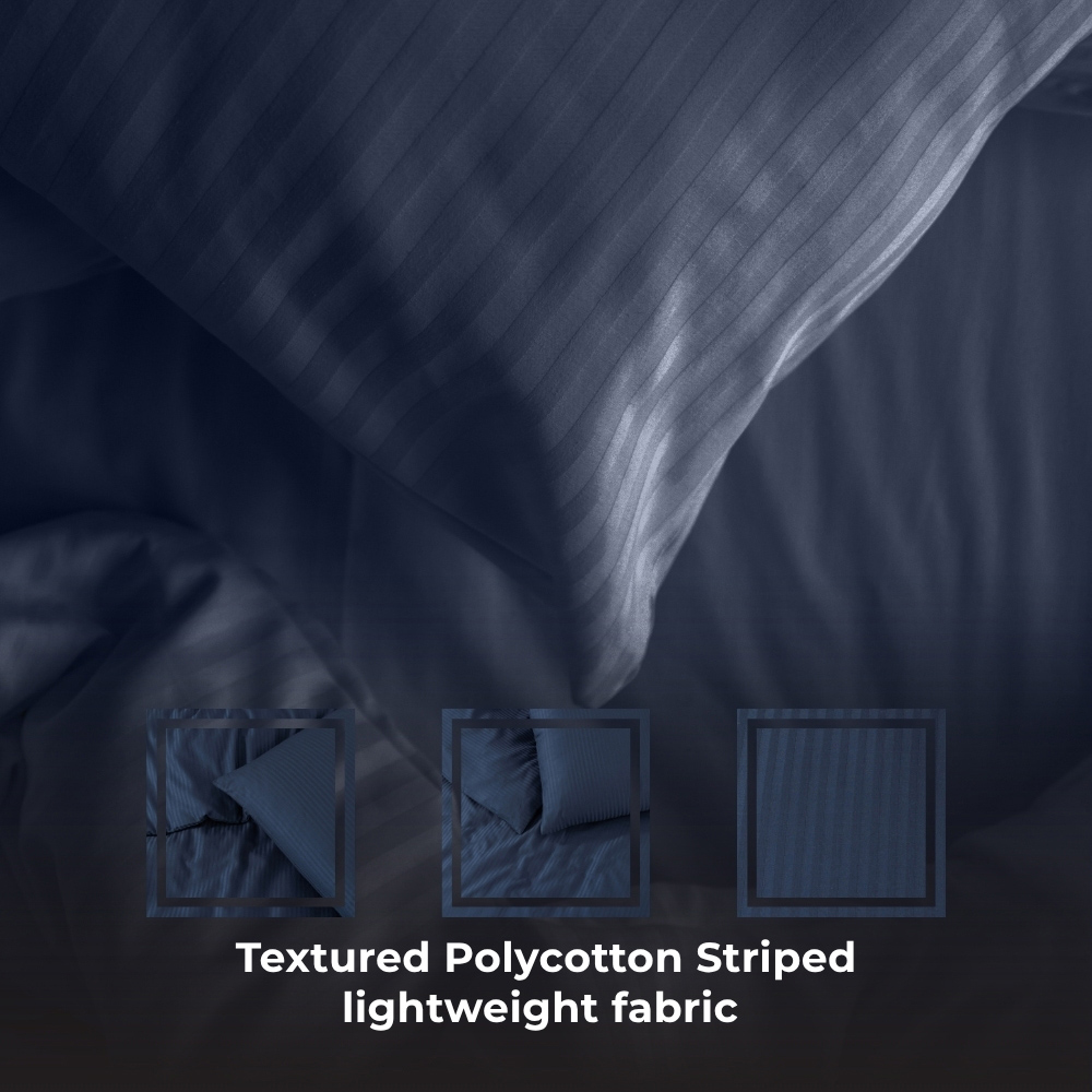 MHG Living King Size Blue Striped Duvet Set Image 4