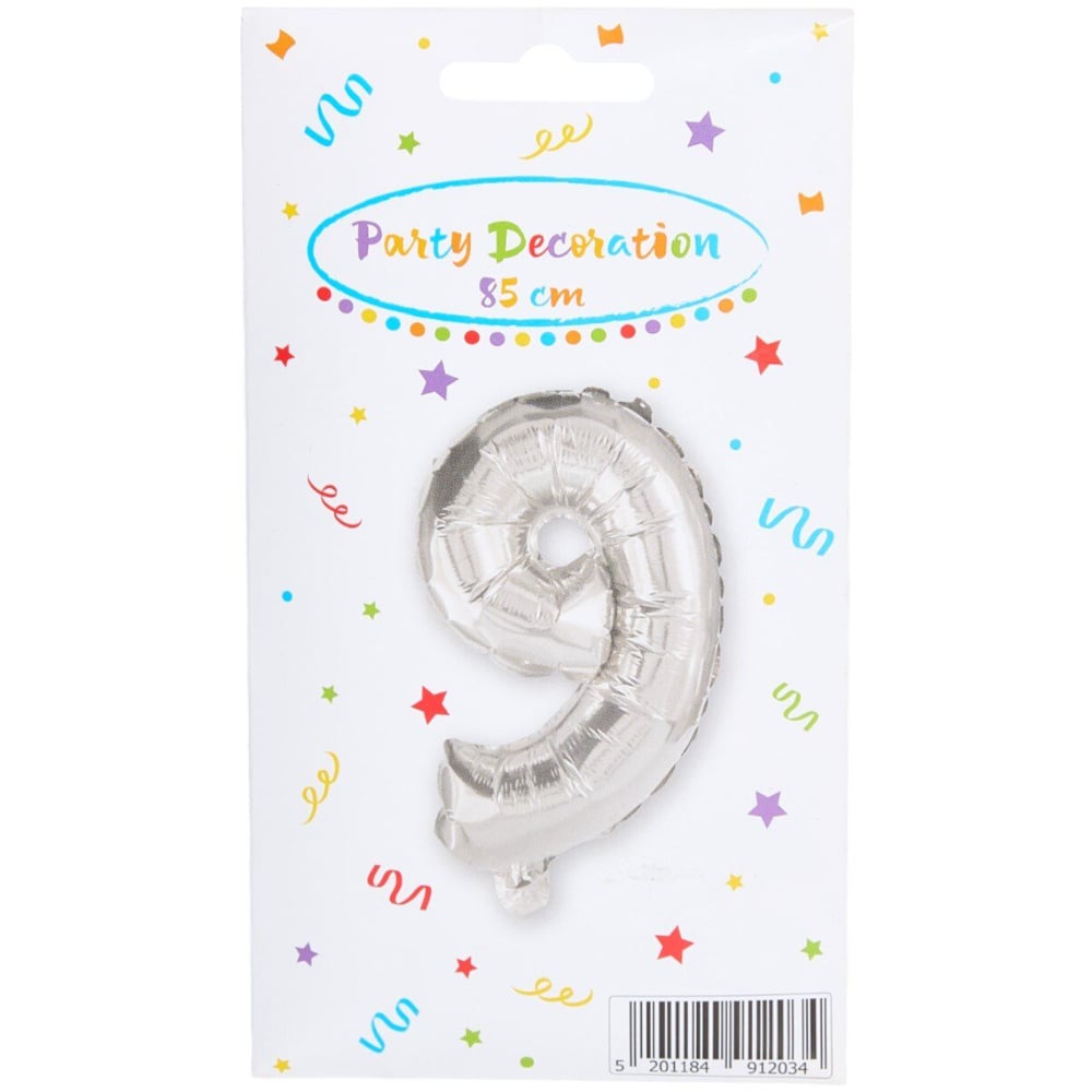 Super Shape Silver Number Balloon Silver 9 Image