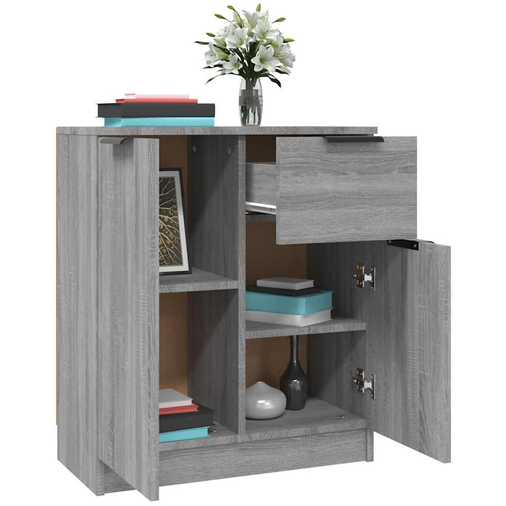 vidaXL 2 Door Single Drawer Grey Sonoma Wooden Sideboard Image 4