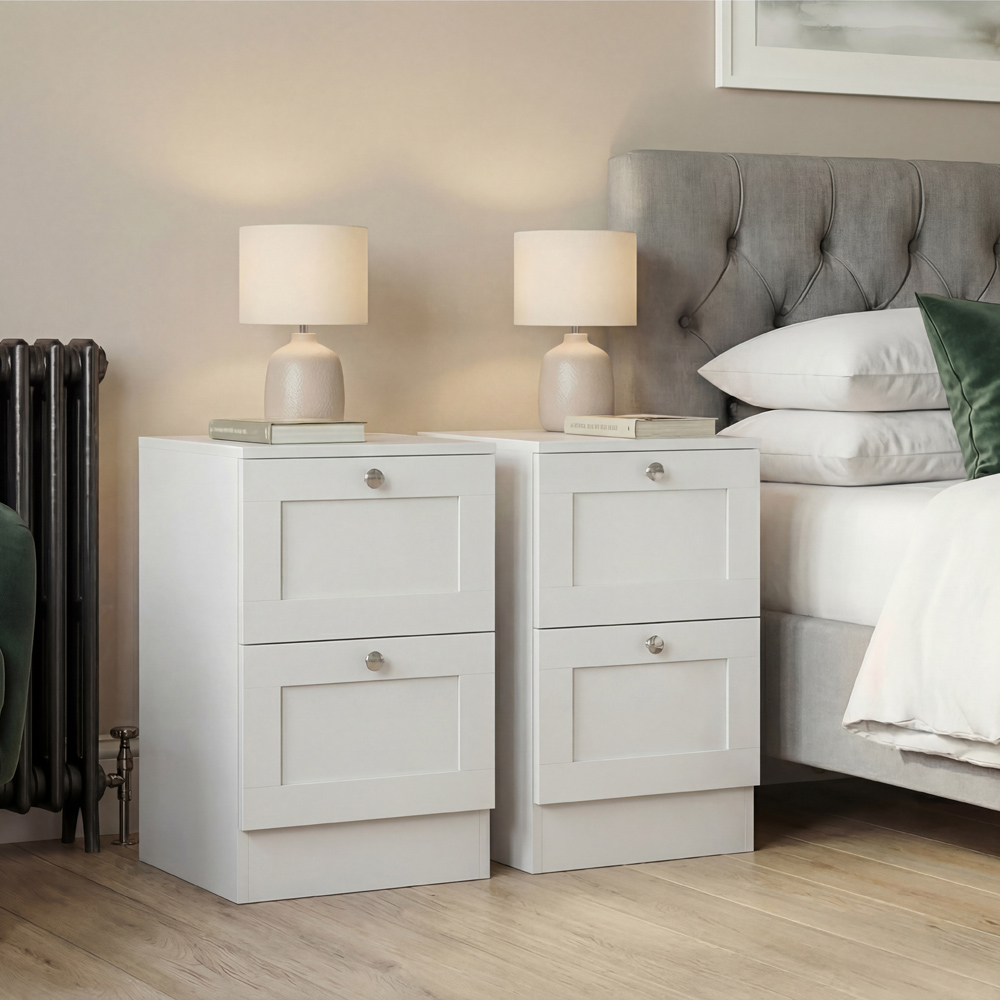 VIDA DESIGNS Altino 2 Drawer White Shaker-Style Bedside Chest Set of 2 Image 3