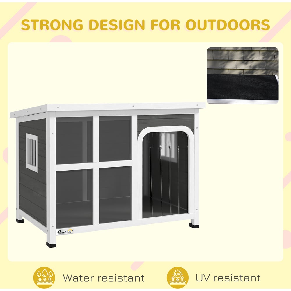 PawHut 90 x 62 x 71cm Outdoor Wooden Dog Kennel with Openable Top Image 5