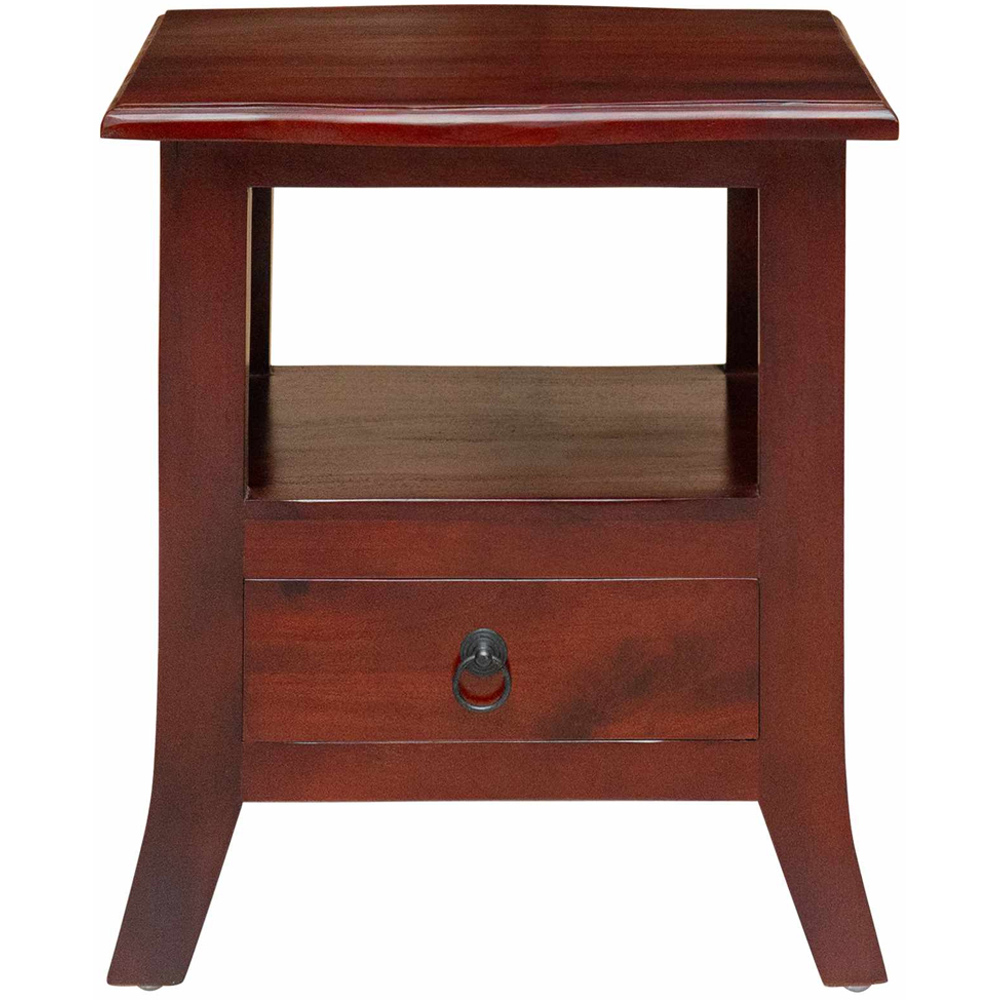 vidaXL Single Drawer Single Shelf Brown Solid Mahogany Wood Bedside Table Image 5