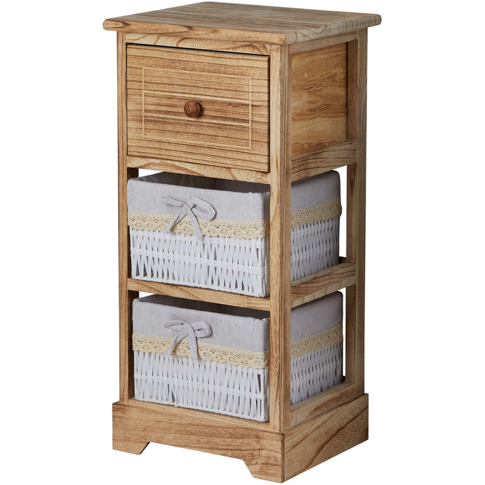 Home Source Reydon 3 Drawer Rustic Solid Wooden Storage Unit Image 2