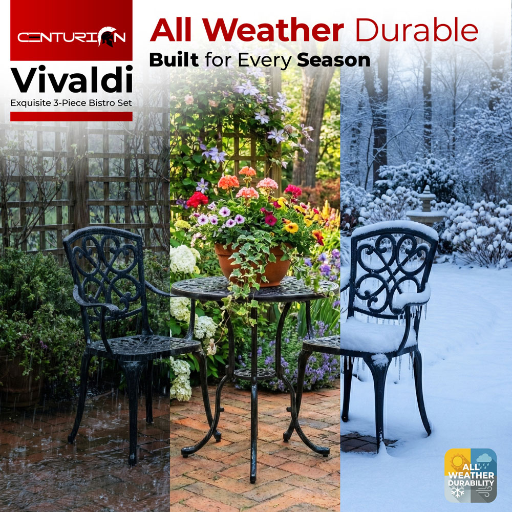 Centurion Vivaldi 2 Seater Black Aluminium Garden Bistro Set Image 5