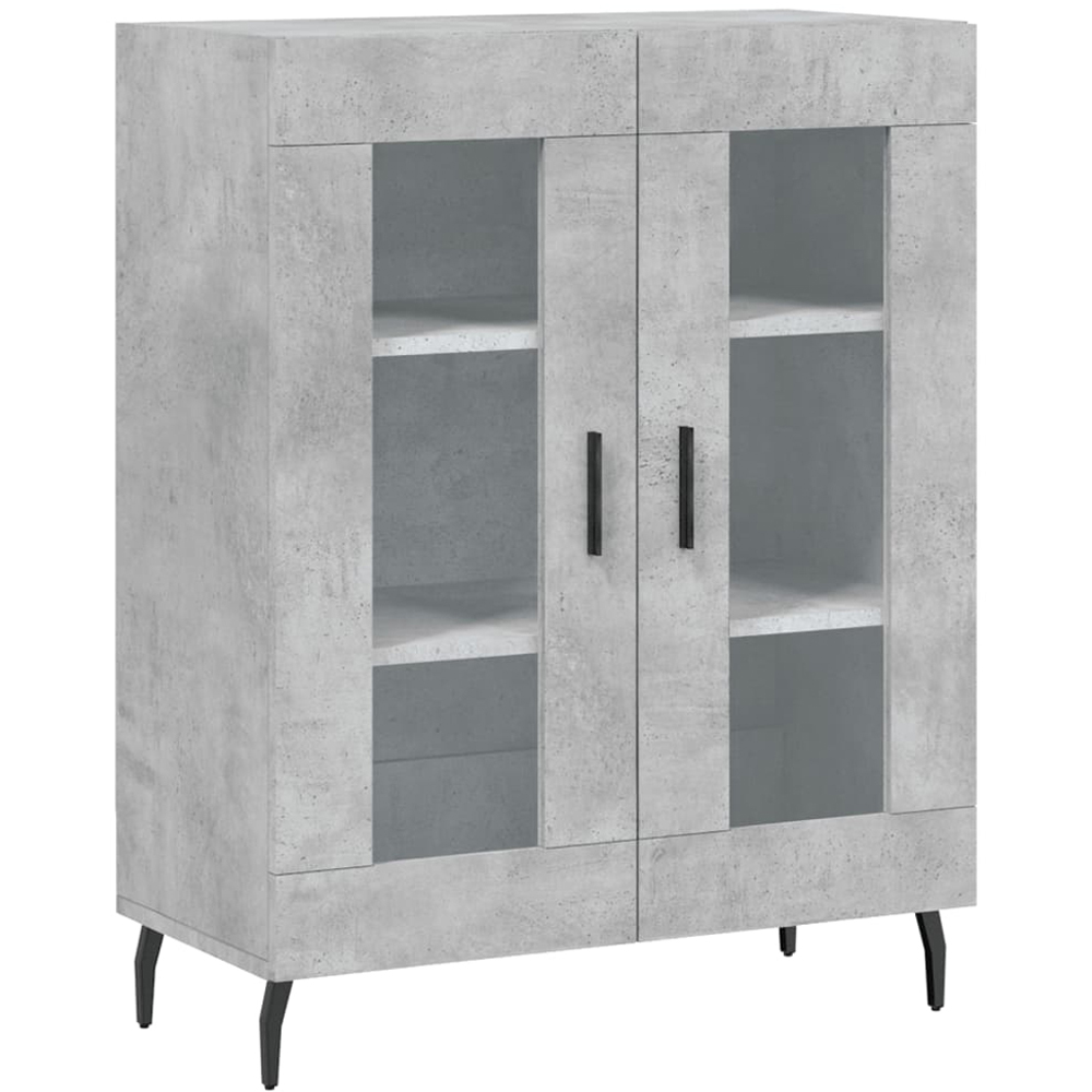 vidaXL 2 Glass Door 3 Shelf Concrete Grey Tall Highboard Image 7
