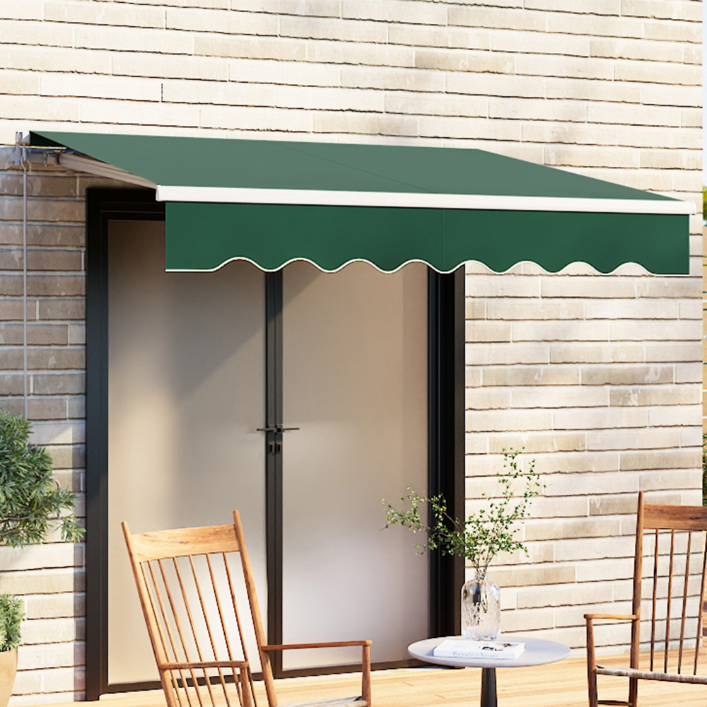 Living and Home Green Retractable Awning Manual Sunshade 2.5 x 2m Image 1