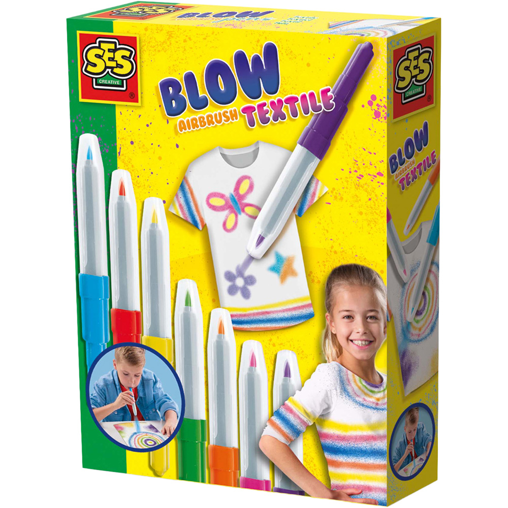 SES Creative Assorted Colour Textile Craft Blow Airbrush Pen 7 Pack Image 1