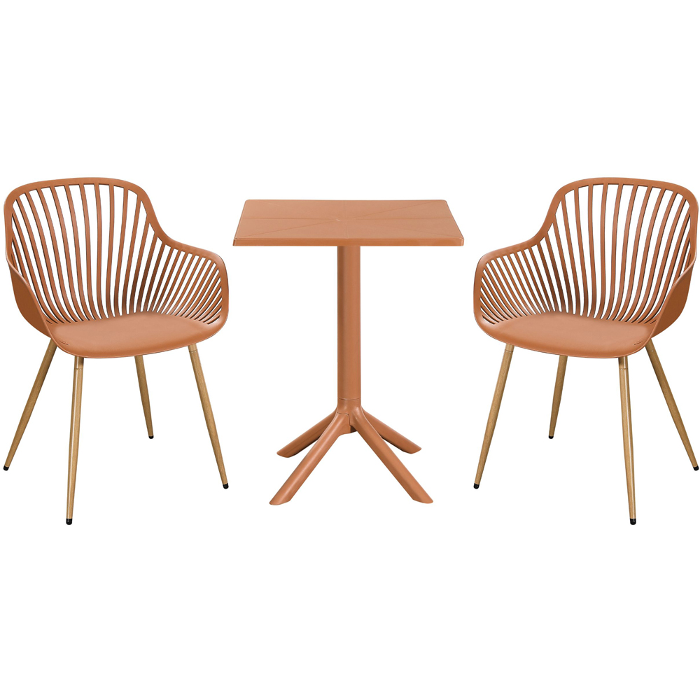 Core Products 2 Seater Terracotta Sunray Design Square Plastic Table Garden Bistro Set Image 2