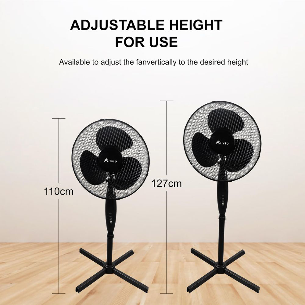 Alivio Black Pedestal Fan 16 inch Image 9