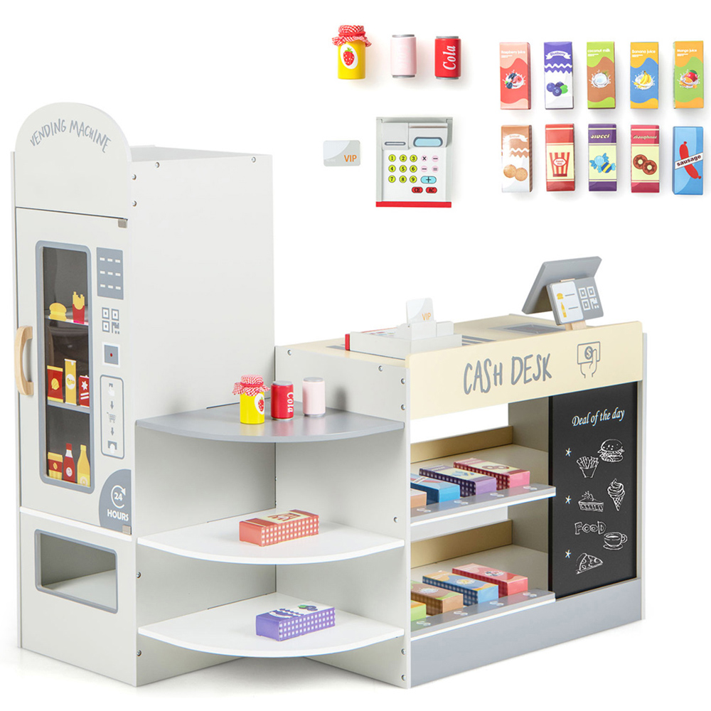 Costway Grey Kids Grocery Store Playset Image 1