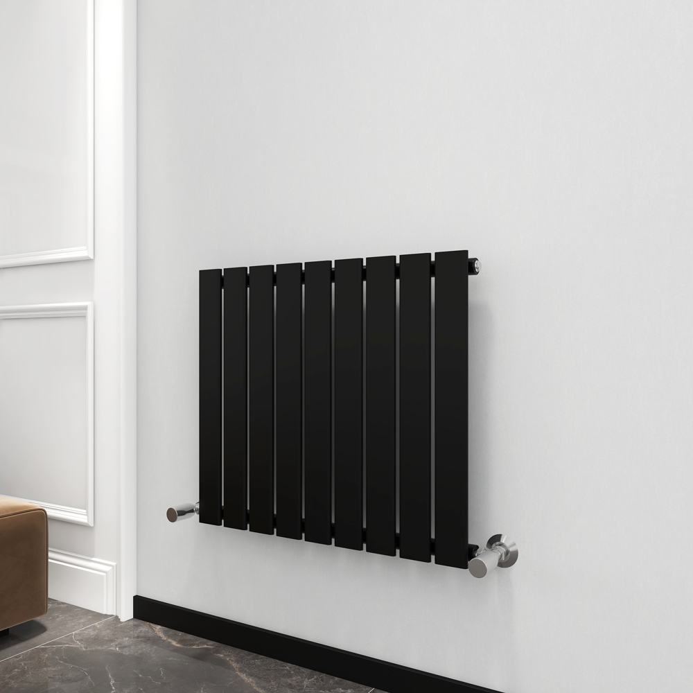 Black 1961 BTU Single Flat Panel Vertical Column Radiator 600 x 612mm Image 2