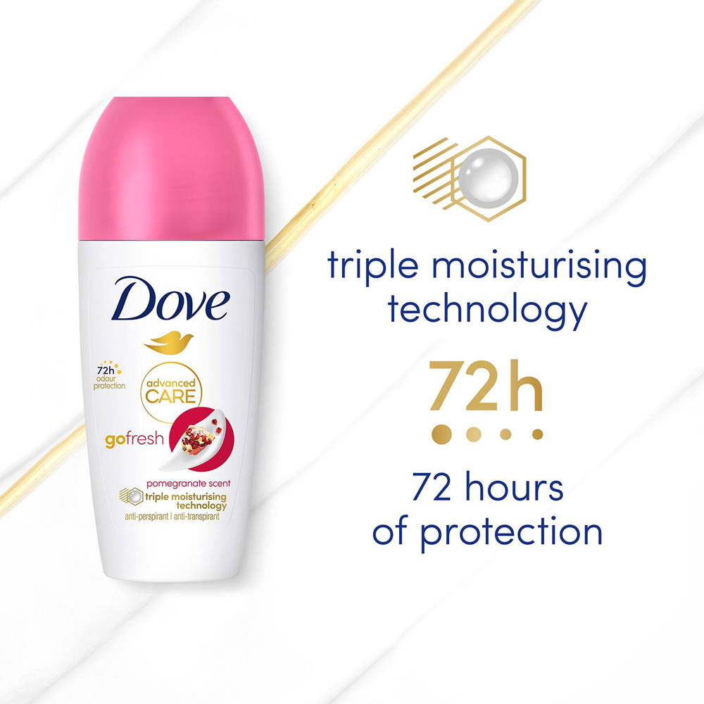 Dove Go Fresh Pomegranate Women Anti-Perspirant Roll on 50ml 9 Pack Image 6